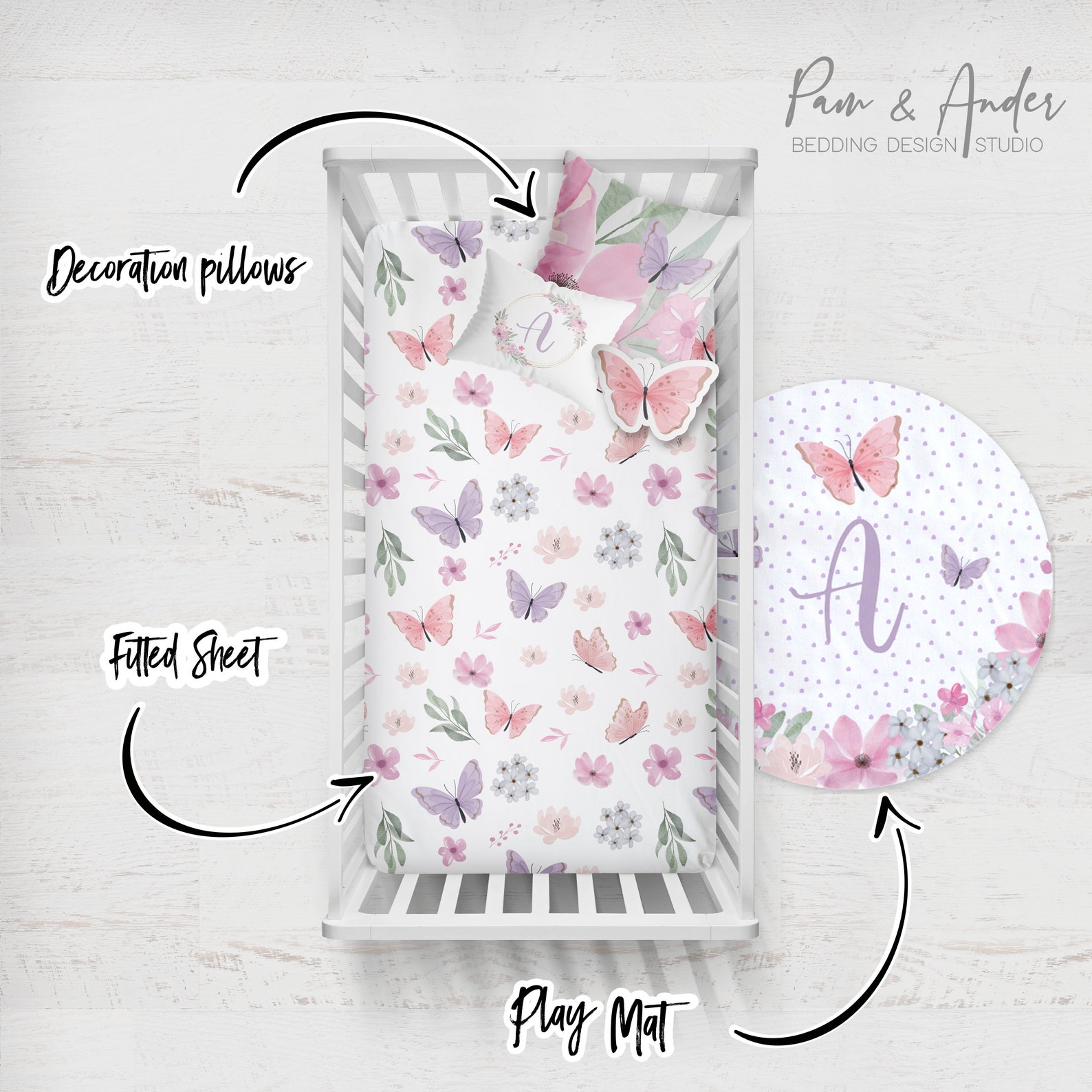 BUTTERFLY BABY CRIB Set Floral Crib Bedding Butterflies Etsy