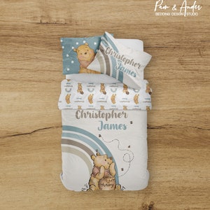 Winnie the Pooh Bedding Set, Boy Bedding, Winnie the Pooh Nursery, Pooh Bedding Set, Personalized Pooh blanket, personalized bedding