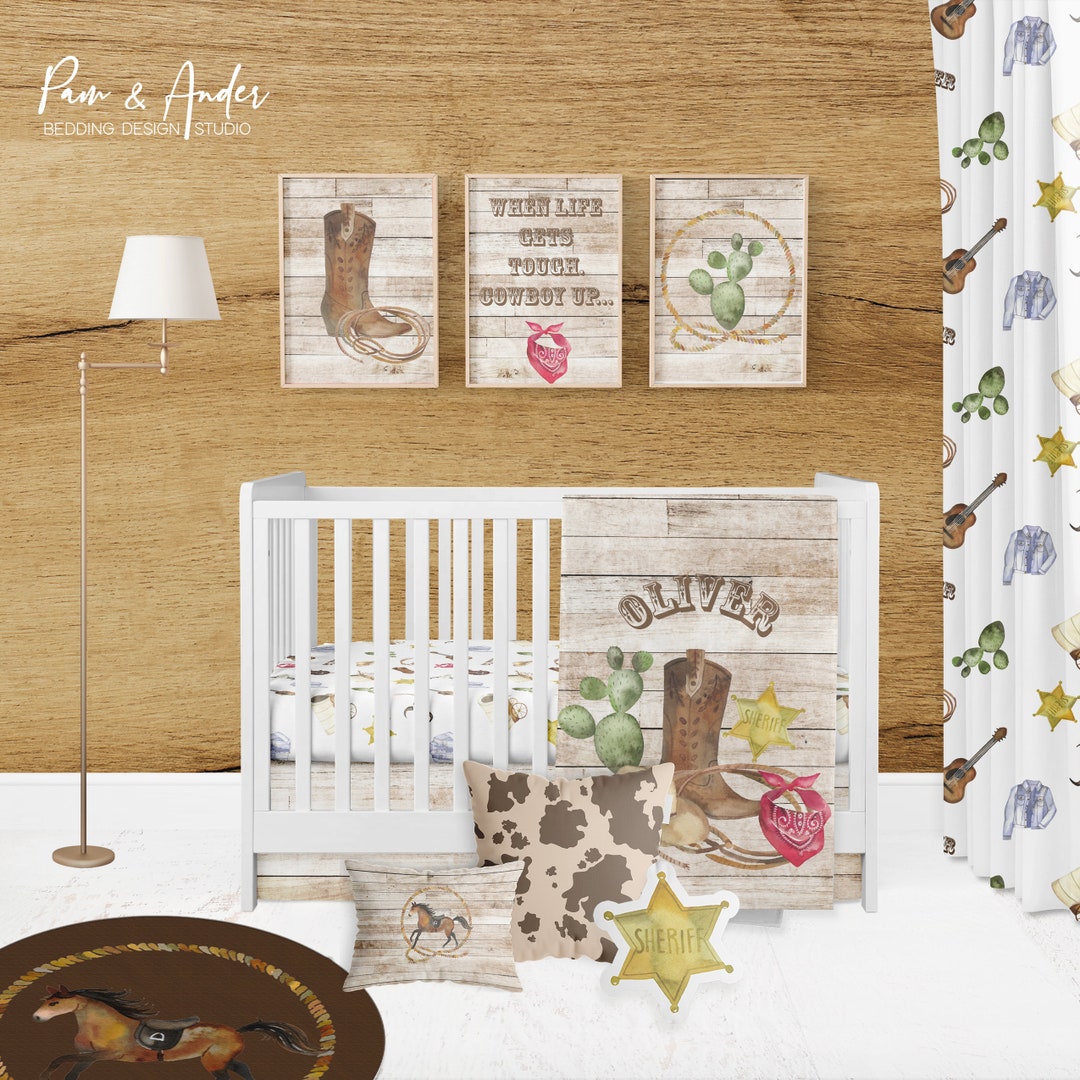 COWBOY CRIB BEDDING Set, Baby Cowboy Blanket, Western Nursery, Baby