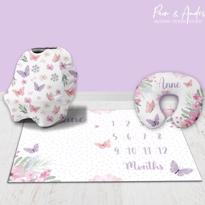 Conjunto ACCESORIOS BEBÉ MARIPOSAS, conjunto accesorios florales, Guardería Mariposas, conjunto accesorios niña