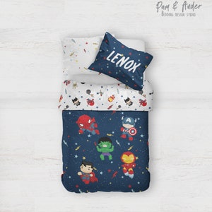 SUPERHEROES MIX BEDDING Customized bed set, superheroes bedding, boy  bedding set, boy bedding, toddlers bedding, personalized bedding