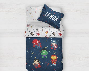 SUPERHEROES MIX BEDDING Customized bed set, superheroes bedding, boy  bedding set, boy bedding, toddlers bedding, personalized bedding