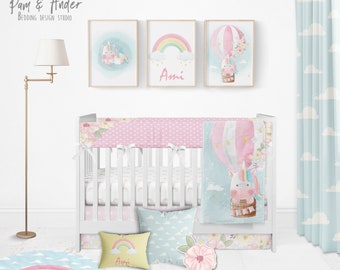 UNICORN Customized Crib Set Rainbow Boy 