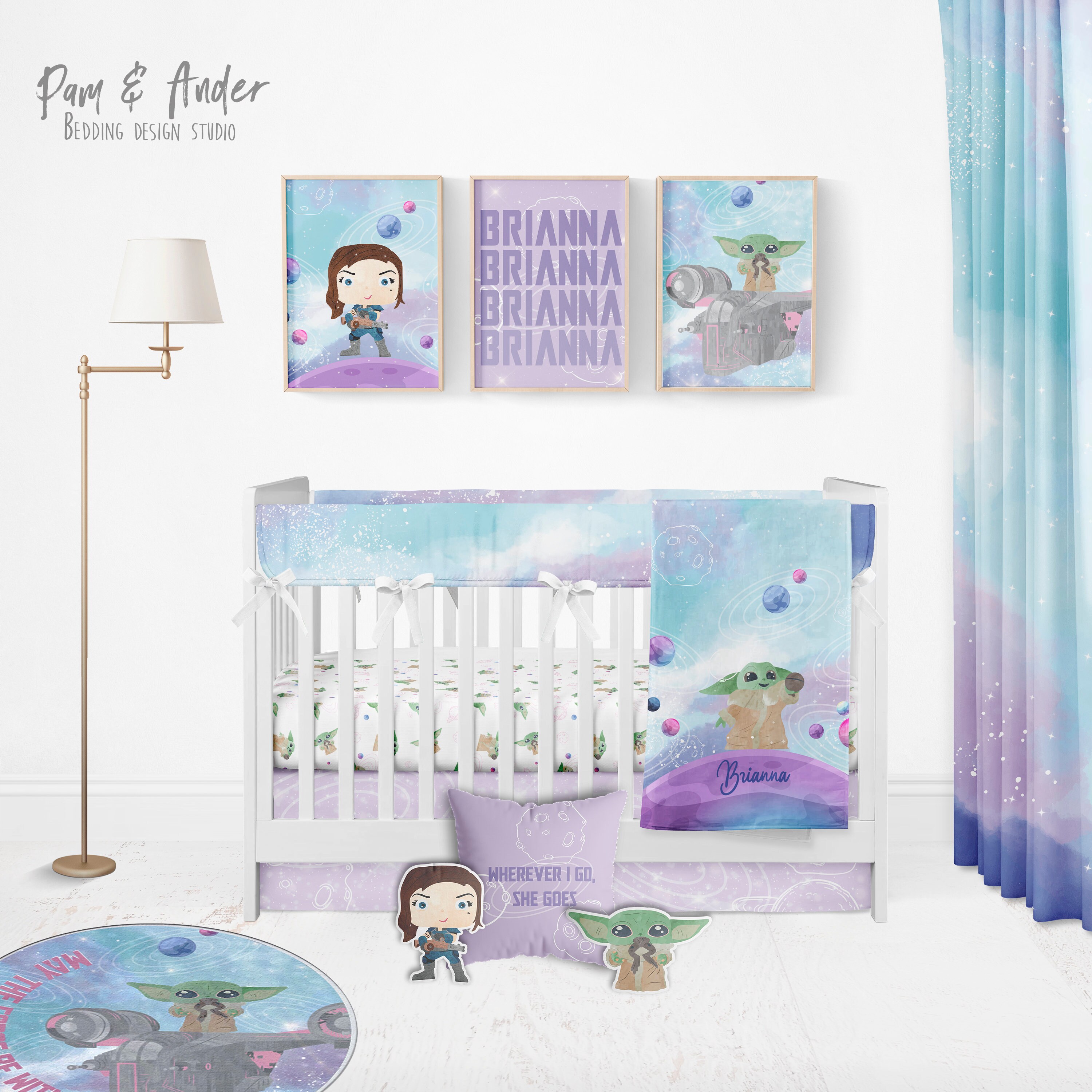 BABY YODA for Girl Customized Crib Set Baby Yoda Bedding Etsy