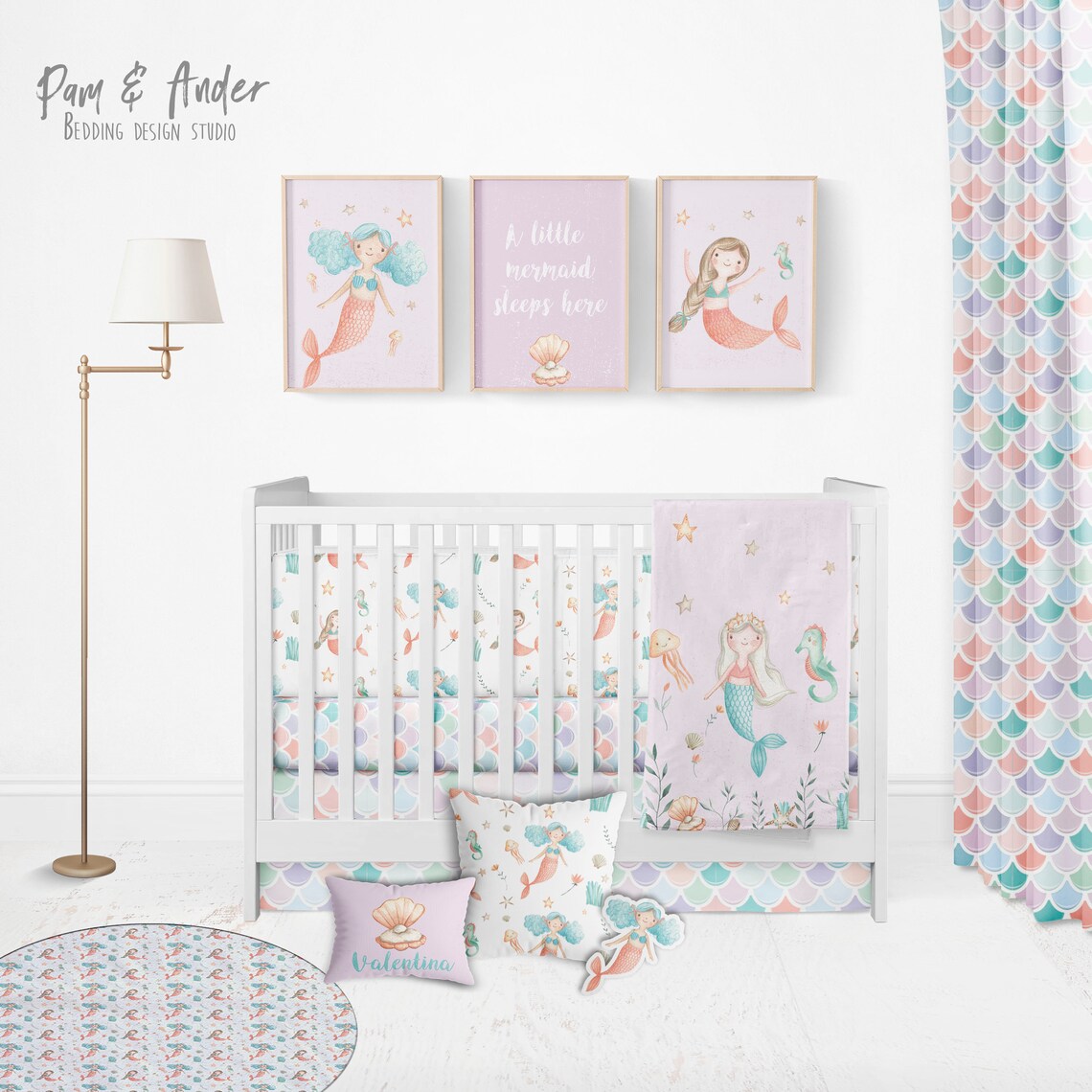 MERMAID Crib Bedding Set Customized design Bedding baby Etsy