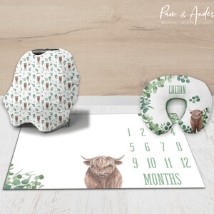 Conjunto de accesorios para bebés Baby Boy, Accesorios para vacas Highland, Conjunto de guardería de granja, Accesorios florales, niño