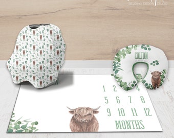 Baby Boy baby accessories set, Highland Cow Accessories, Farmhouse Nursery set, Floral accessories, baby boy