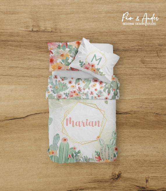KAKTUS-BLUMEN-BETTWSCHE-Set, florale Kleinkind-Bettwsche, Kaktus-Kinderzimmer,  Kaktus, Mdchen-Kleinkind-Bettwsche-Set, personalisierte Bettwsche -  Etsy.de