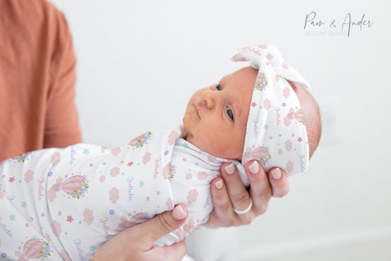 FIRST BABY - Hot Air Ballon Swaddle Blanket - Pink main image 1