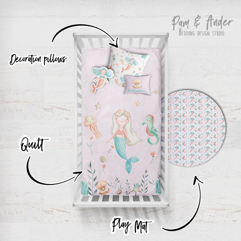 MERMAID Crib Bedding Set Customized Design Bedding Baby Etsy