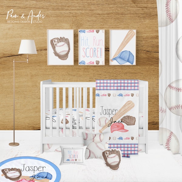 Baby Boy baseball bedding set, baseball Crib Bedding, sports Nursery Bedding set, personalized crib bedding,crib sheets boy, baby bedding