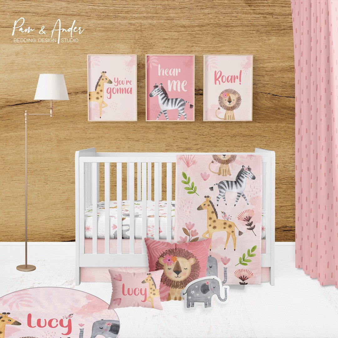 SAFARI BABY BEDDING, Safari Blanket, Jungle Baby Bedding, Baby Girl Bedding Crib, Baby Animals