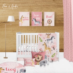 SAFARI BABY BEDDING, safari blanket, jungle baby bedding, baby girl bedding crib, baby animals, baby girl safari bedding, baby bedding