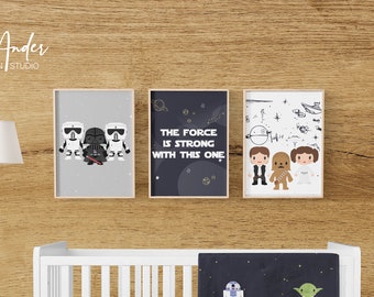STAR WARS digitale kunst, Star Wars babydecoratie, Star Wars baby, Star Wars inspiratie, Star Wars cadeau, babykamer decoratie