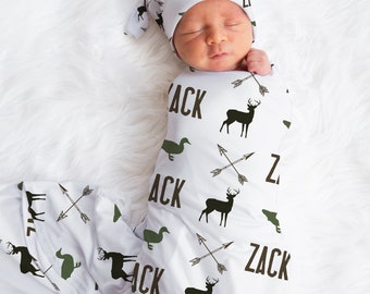 Deer Patchwork Baby Swaddle, Duck Hunting Baby Swaddle, Boy Swaddle Set, Deer Swaddle Set, Baby Duck Nursery, Deer Hunting Nursery
