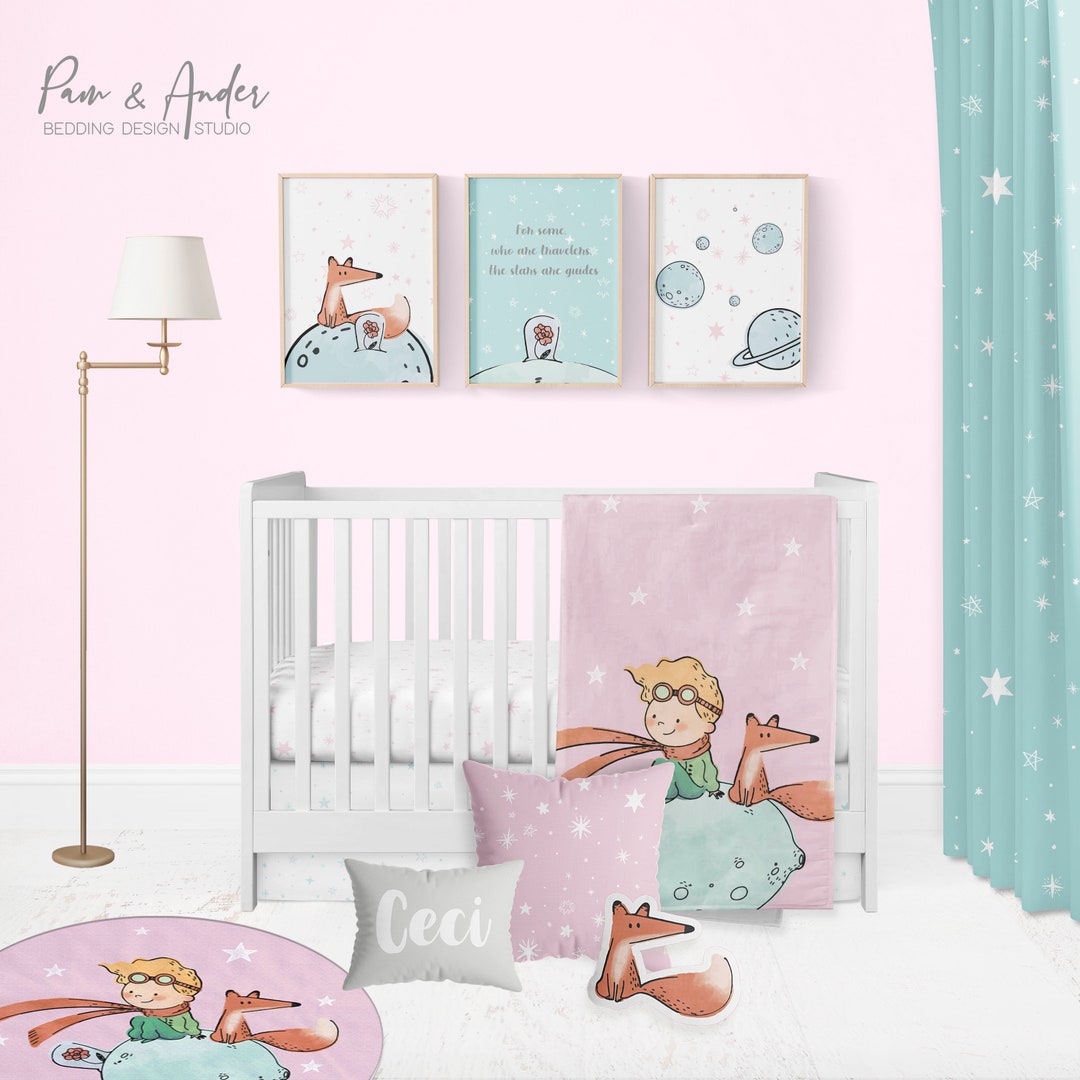 The Little Prince Baby Bedding, Le Petit Prince Crib Bedding, Girl Crib