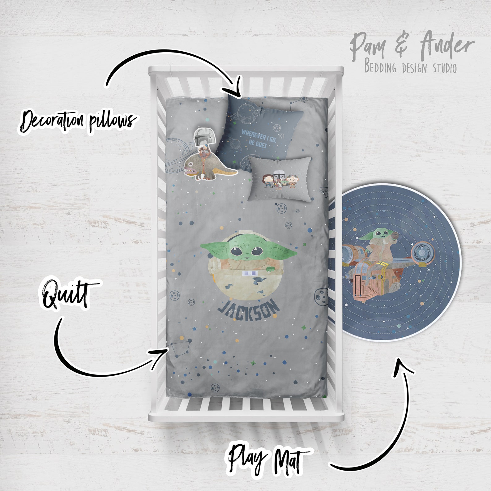 BABY YODA Customized Crib Set Baby Yoda Bedding Nursery Etsy