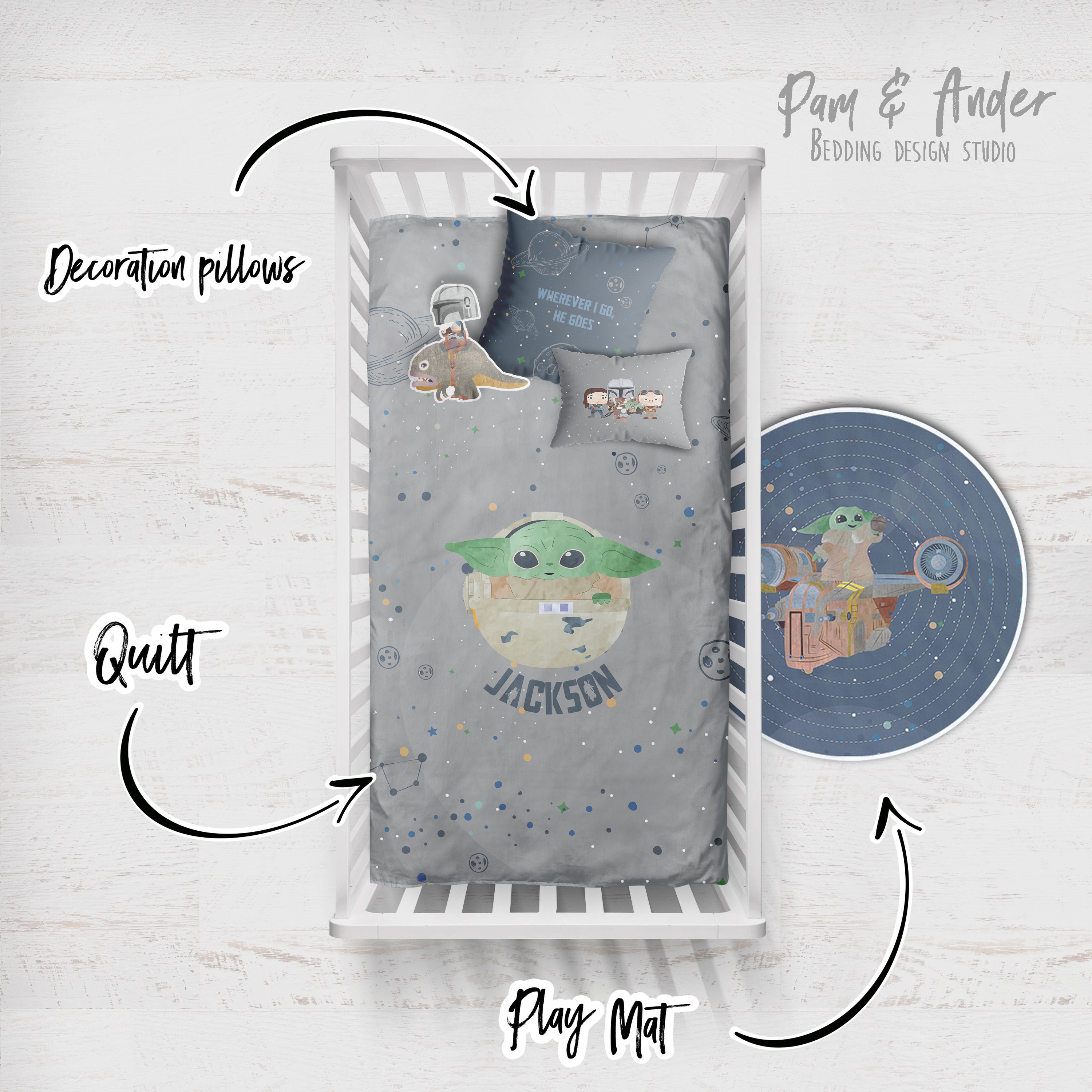 BABY YODA Customized Crib Set Baby Yoda Bedding Nursery Etsy