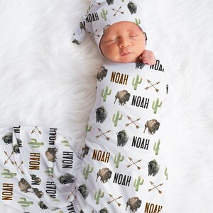 Conjunto de pañales para bebé TRIBAL, accesorios para bebé Buffalo, pañales personalizados con nombre para bebé, gorro para bebé niño