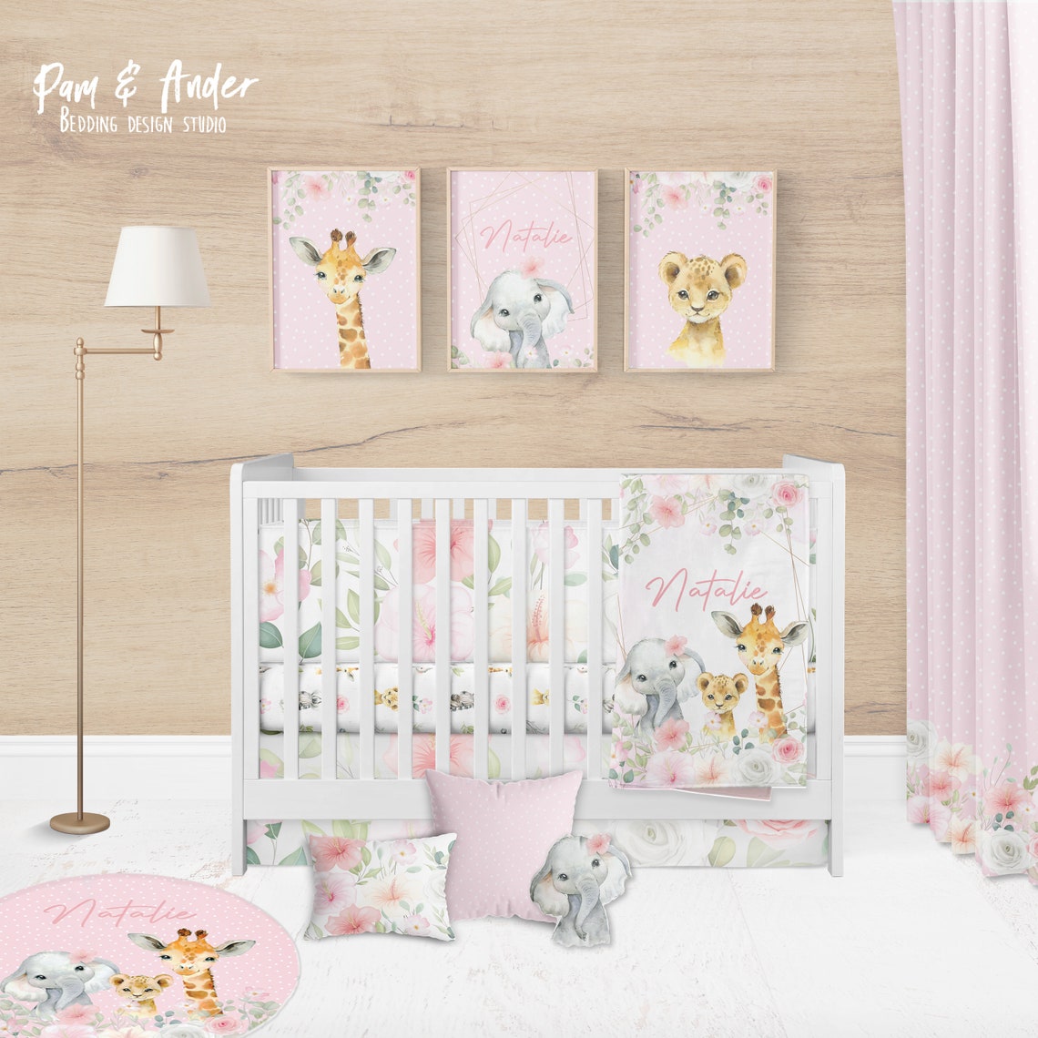 SAFARI BABY BEDDING safari girl nursery jungle baby bedding Etsy