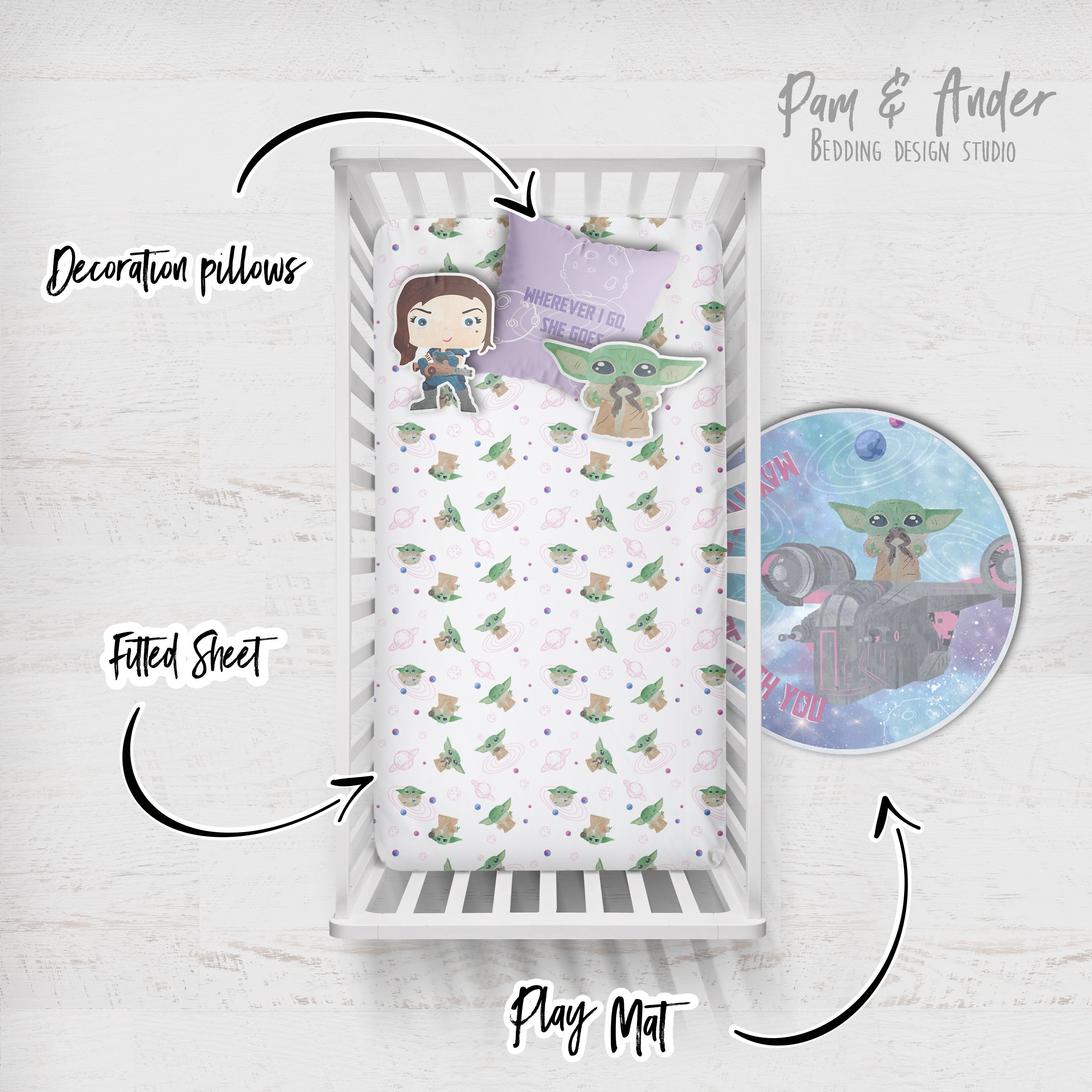 BABY YODA for Girl Customized Crib Set Baby Yoda Bedding Etsy