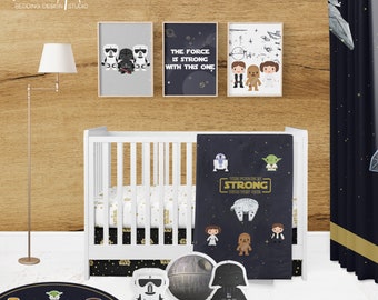 STAR WARS golden, black Customized Crib Bedding Set, FREE Customized Design star wars crib bedding, baby Bedding, Baby design