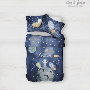 SPACE customized bed set, space bedding, boy bedding, bedding set, toddlers bedding, children bedding, galaxy duvet, personalized bedding