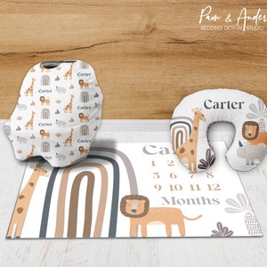 Conjunto de accesorios unisex para bebé de Safari, Vivero de animales, Accesorios unisex para bebé personalizados, Vivero de Safari neutro, Conjunto de bebé neutro