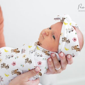 Conjunto de envoltorios para niñas de granja, accesorios florales para bebés, envoltorio personalizado con nombre de bebé, diadema para niñas