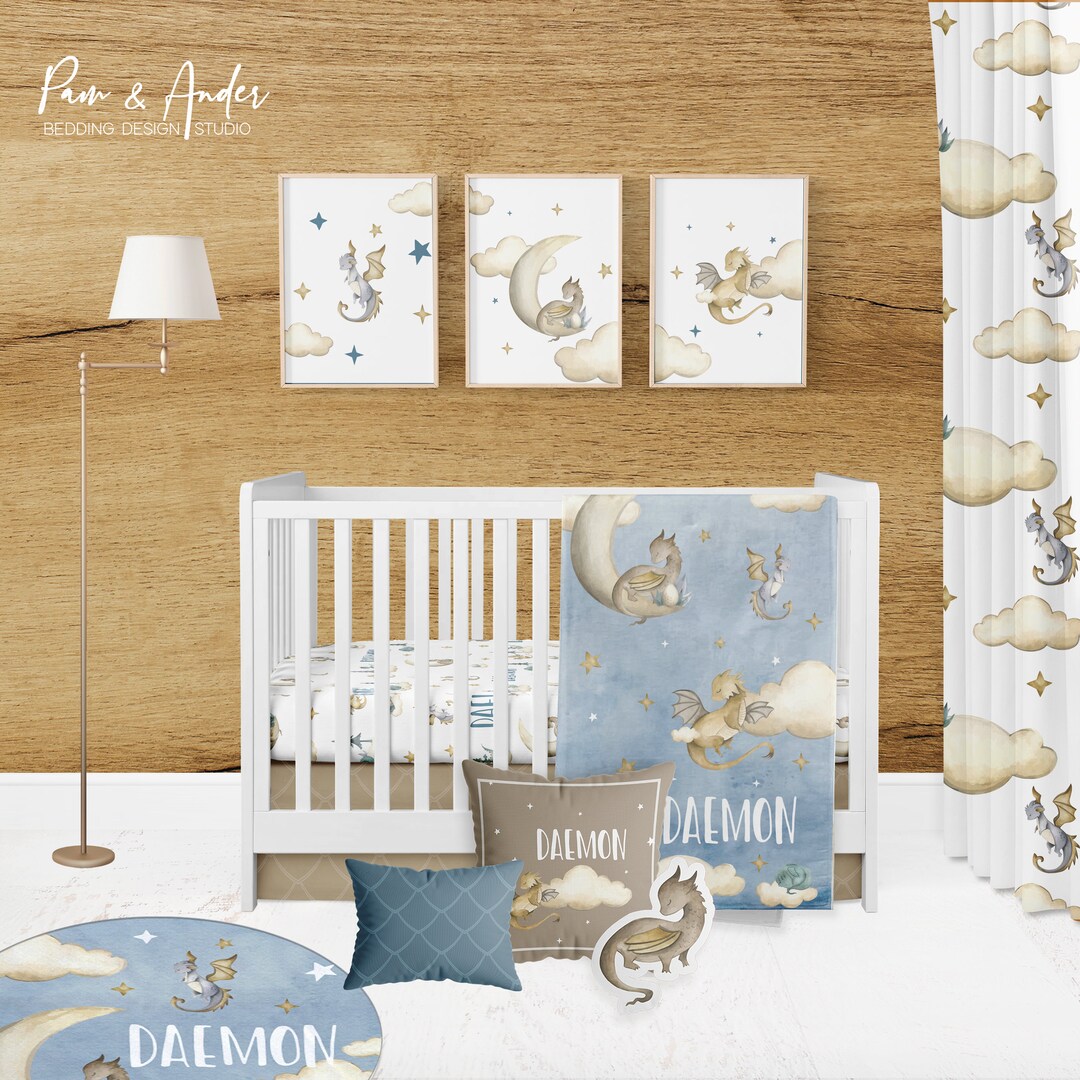Dragon Crib Bedding Set Baby Dragon Nursery Personalized Etsy