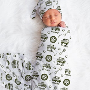Conjunto de pañales para bebé TRUCK, accesorios Super Baby, pañales personalizados con nombre para bebé, gorro para bebé niño