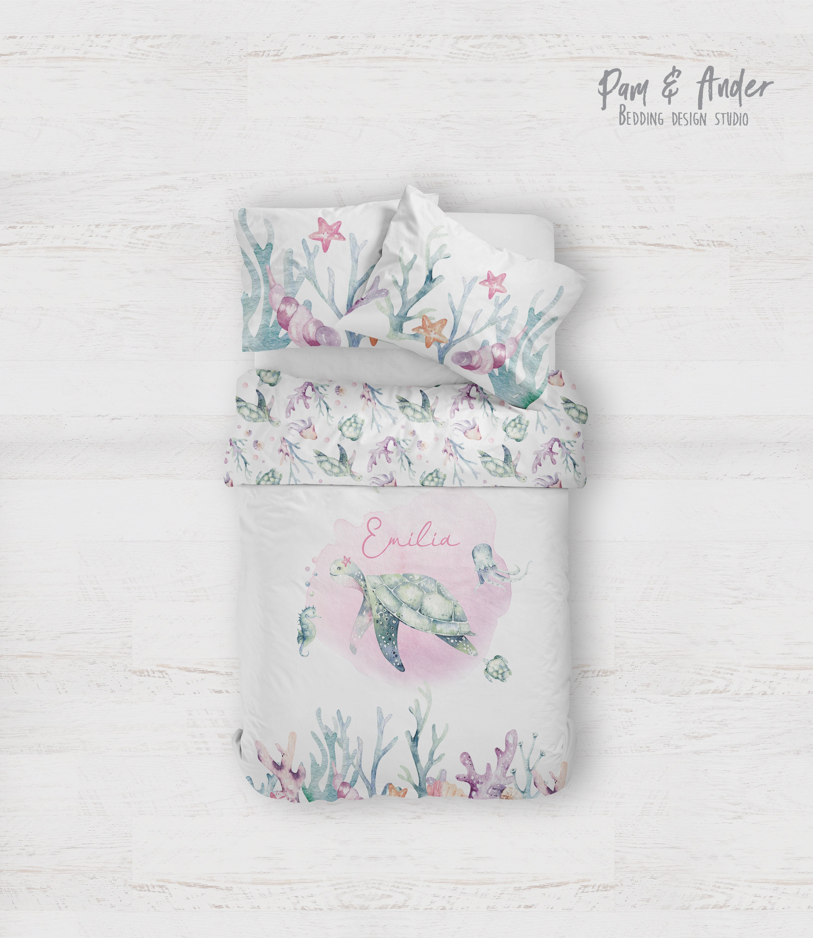 SEA TURTLE BEDDING Set Ocean Nuersery Girl Baby Bedding Etsy UK