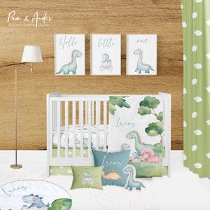 DINOSAUR NURSERY, dinosaur baby blanket, baby boy bedding, crib sheet, personalized bedding set, baby bedding