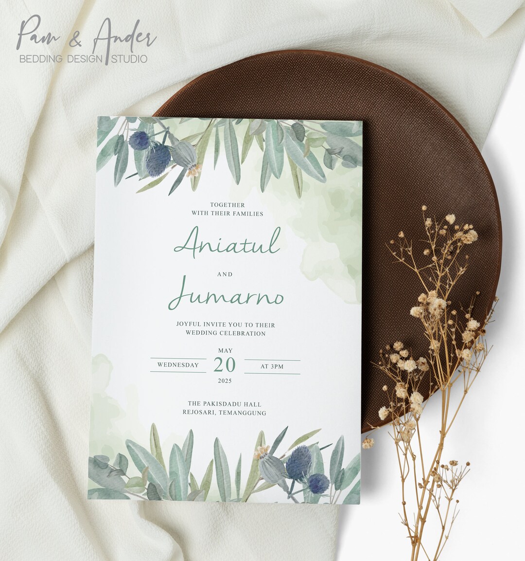 Greenery Invitation Custom Made Invitation Wedding Party Etsy