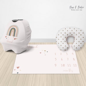 Ropa de cama para bebés RAINBOW, juego de ropa de cama de cuna boho, manta arcoíris personalizada, sábana de cuna boho