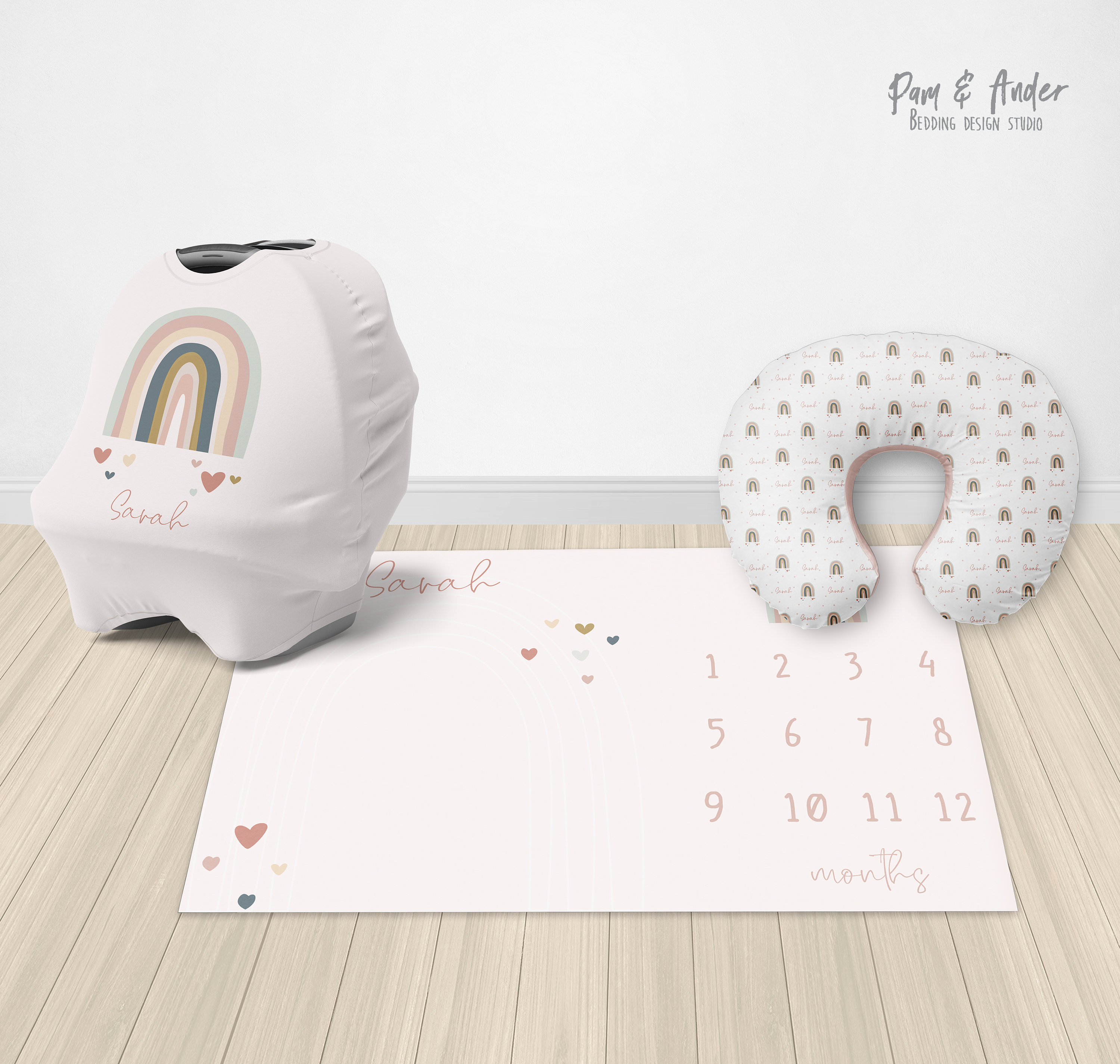 RAINBOW babybeddengoed, boho wieg beddengoed set, gepersonaliseerde regenboogdeken, boho wieglaken