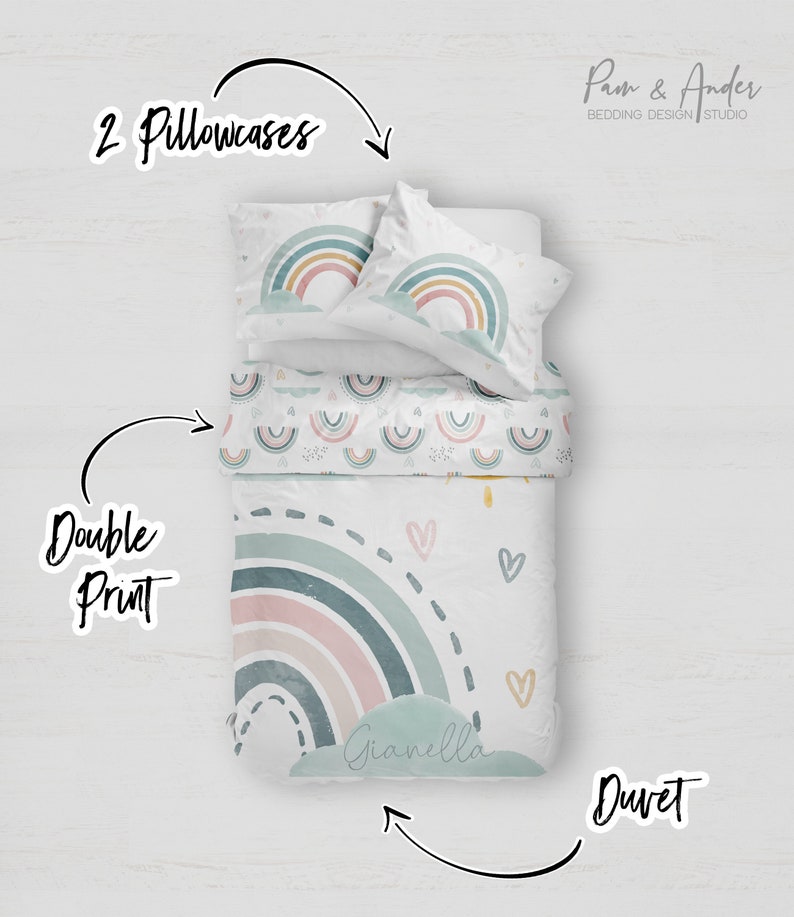 RAINBOW BEDDING SET Rainbow Toddler Bedding Girl Nursery Etsy
