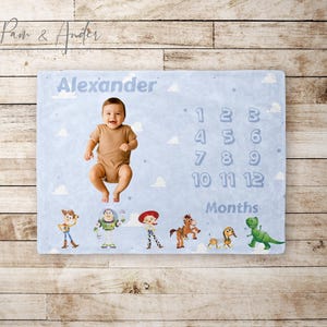 Toy Story Milestone Blanket, Baby Boy Milestone Blanket, Baby Shower Gift, Baby Boy Gift, Newborn Gift, Personalized Baby Blanket