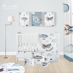AIRPLANE CRIB Bedding Set, Baby Boy Crib Bedding, Airplane Nursery, Personalized crib bedding, Baby Bedding, Airplane Baby Blanket