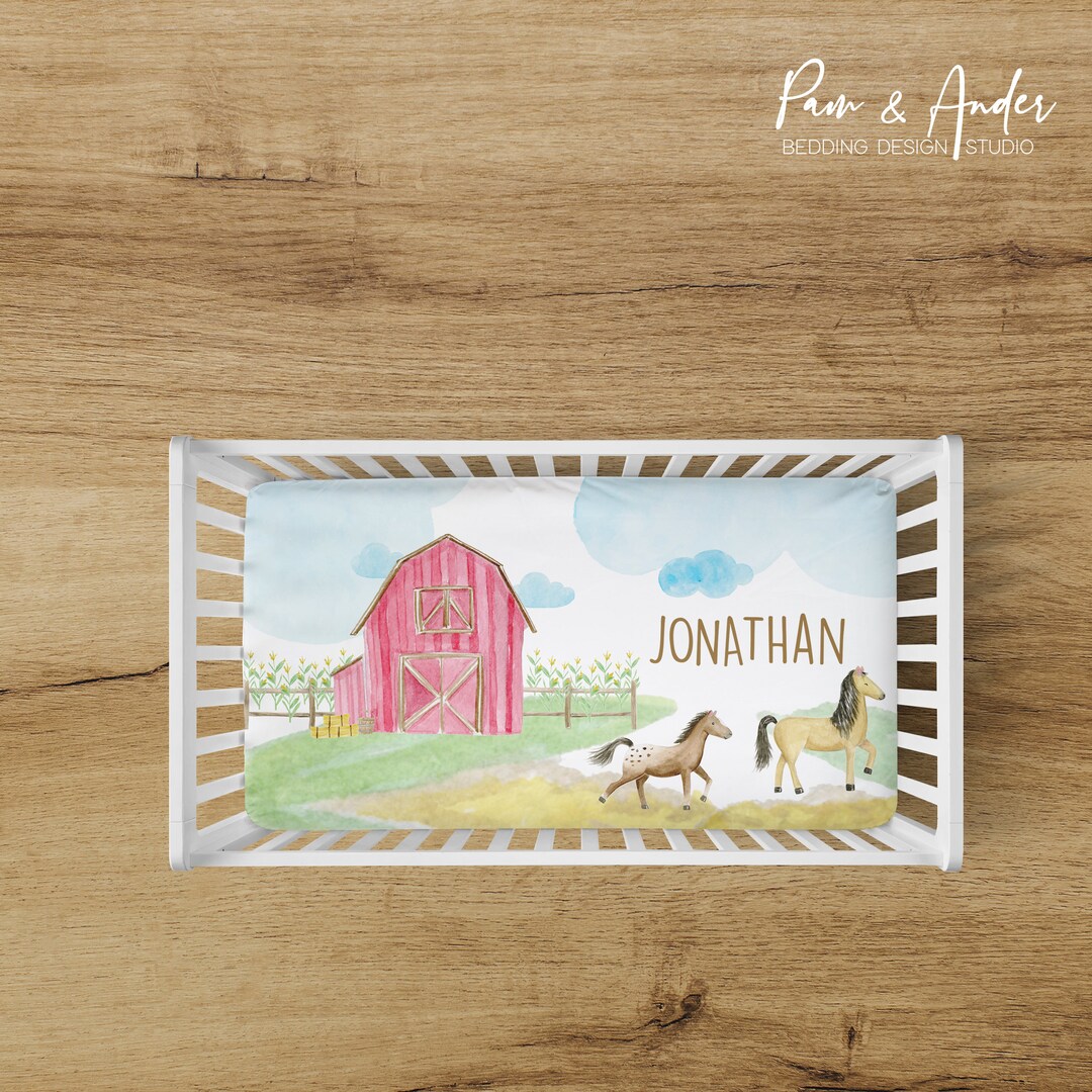 Baby Boy Farm Sheets Farm Nursery Bedding Horse Crib Sheets Etsy