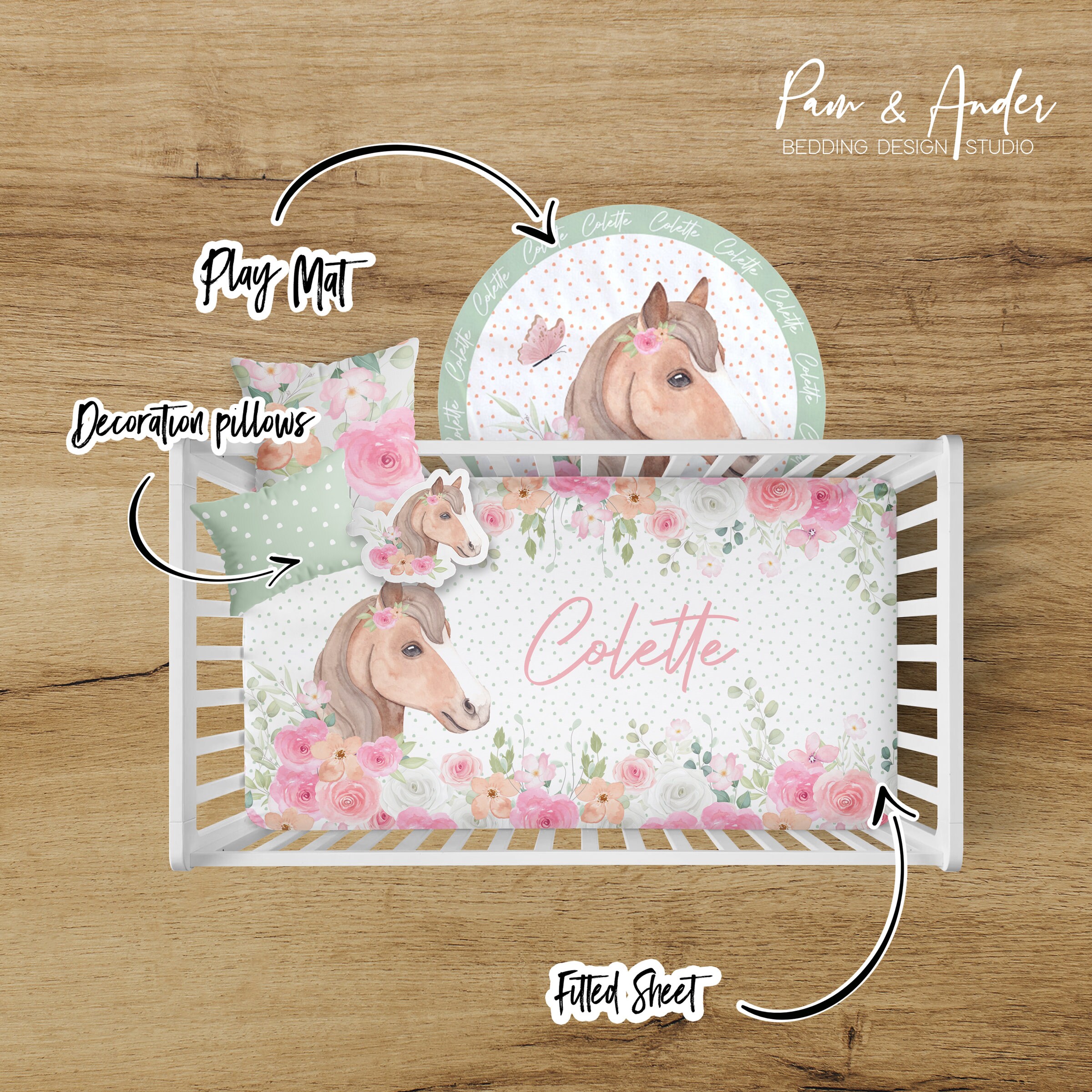 Horse Crib Bedding Crib Bedding Set Horse Girl Nursery Etsy