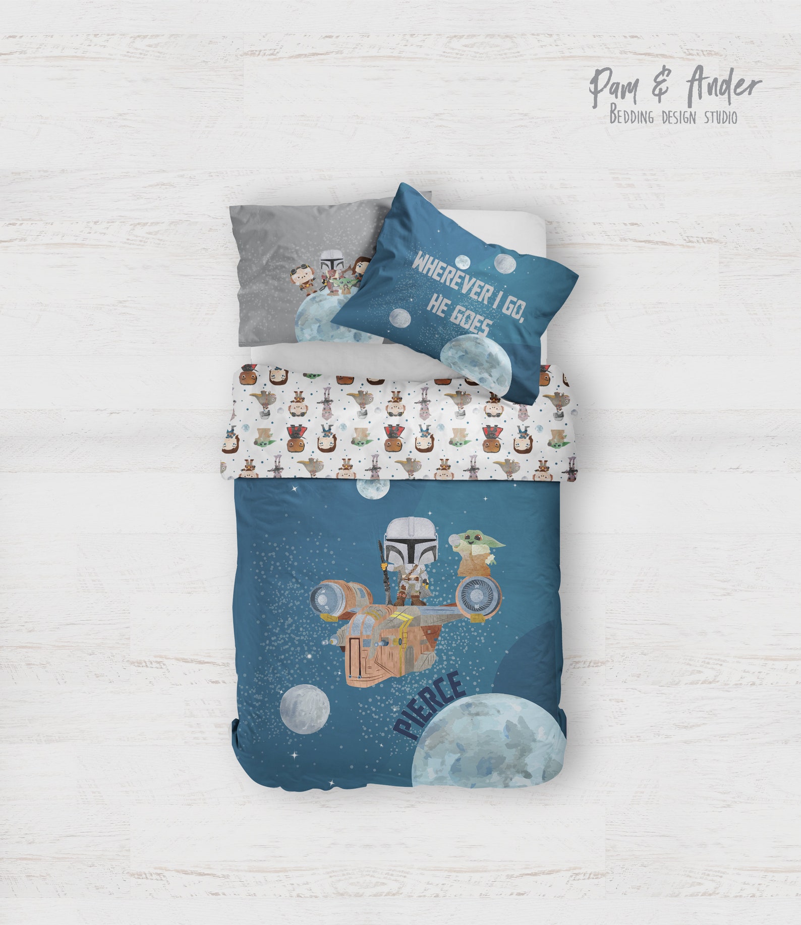 BABY YODA Customized Bed Set Personalized Gift Boy Bedding Etsy