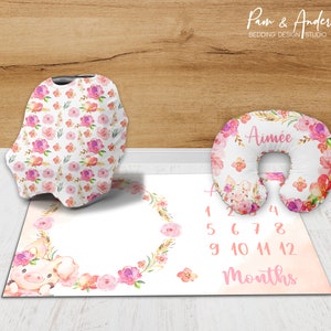 Conjunto de accesorios florales para cerdos, conjunto de accesorios, vivero de cerdos florales, vivero de cerdos para bebés, accesorios para bebés, accesorios florales para niñas