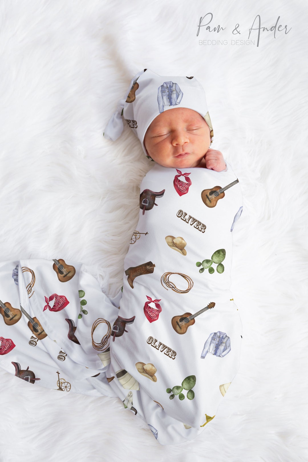 COWBOY Baby Boy Swaddle Set, Western Baby Accesories, Personalized Baby ...