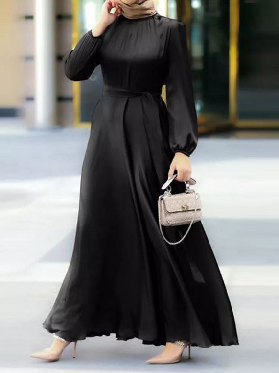 Casual satin maxi dress on sale