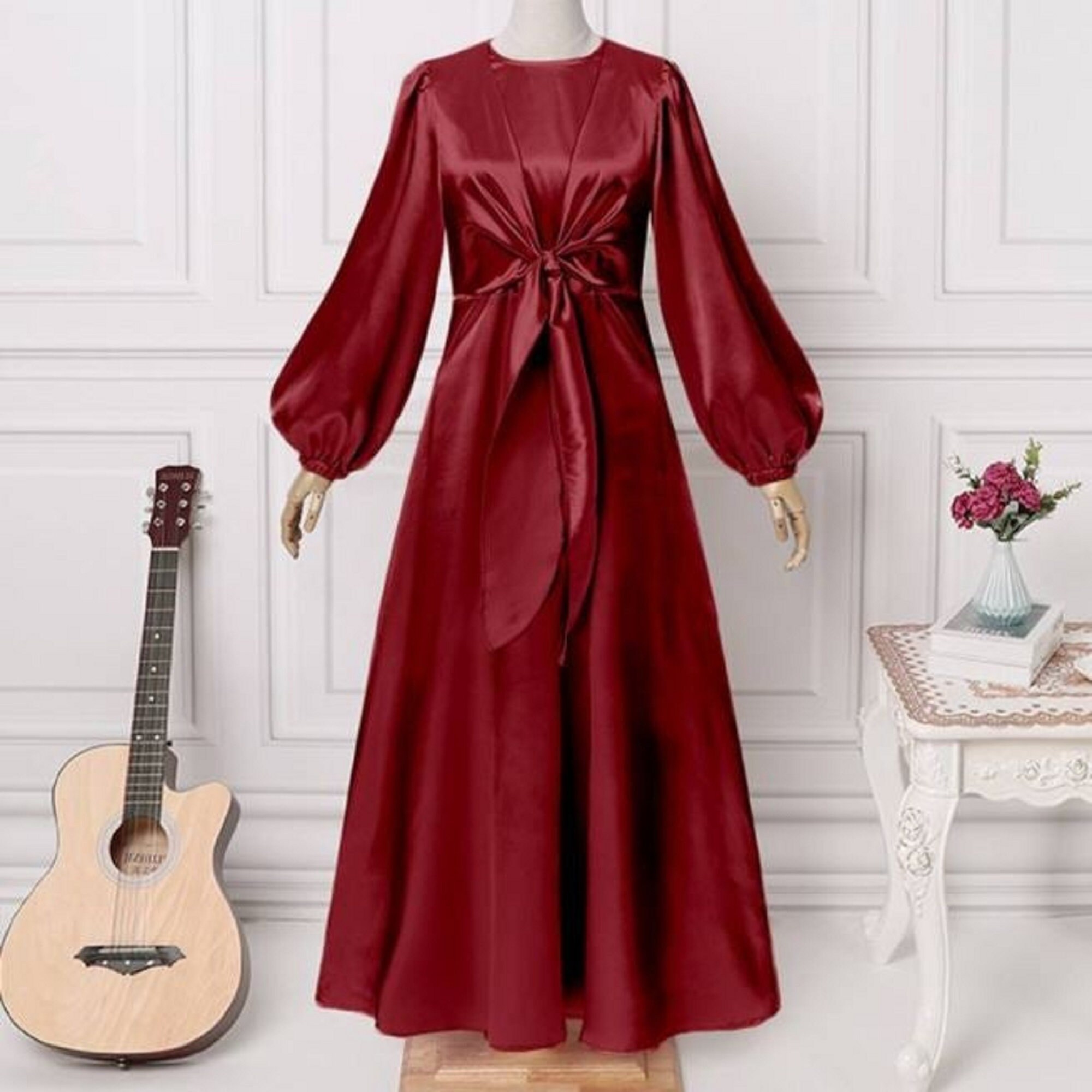 Modest Satin Dress - Etsy UK
