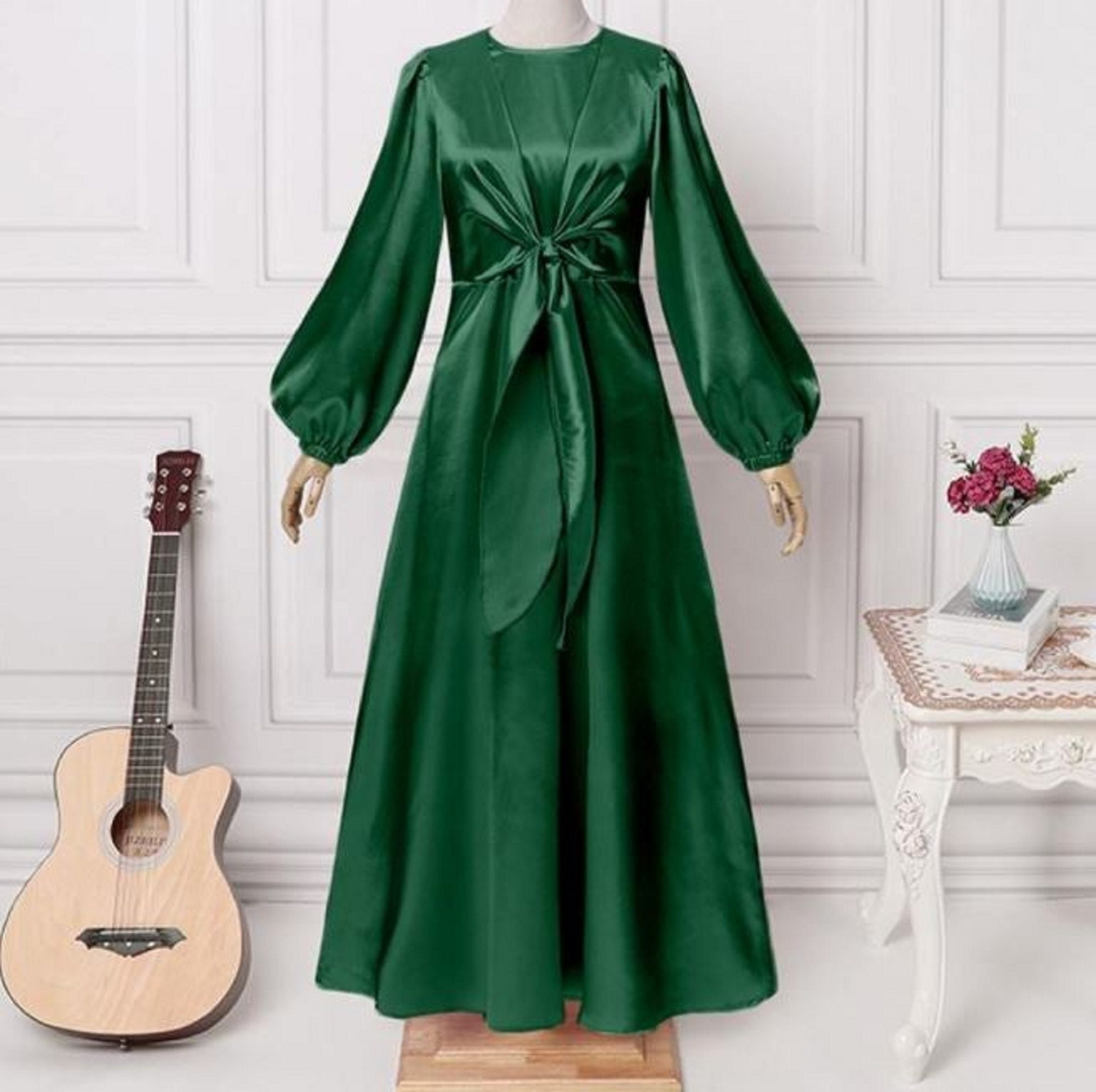 Green Women Elegant Evening Maxi Dress 