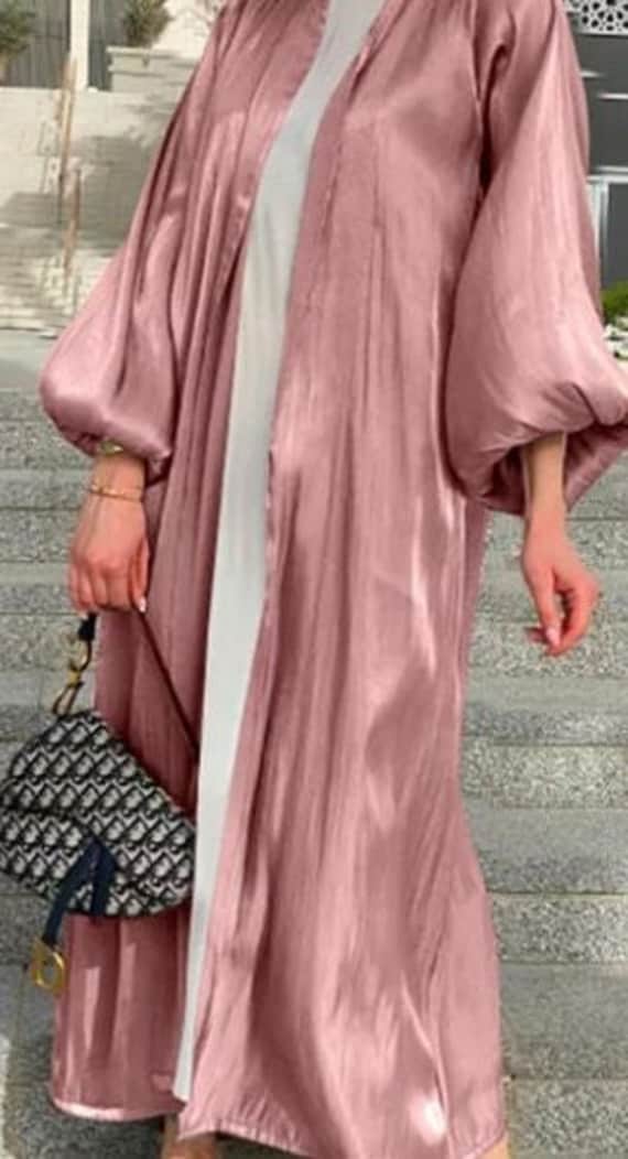 pink satin abaya