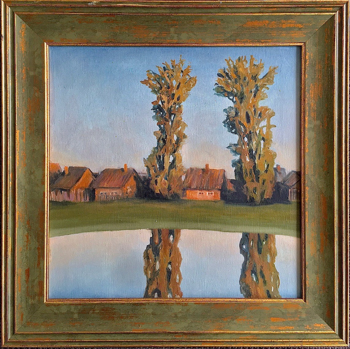 Small Oil Painting Poplar Original Art Etsy