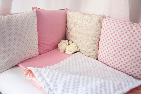 pink crib bumper set